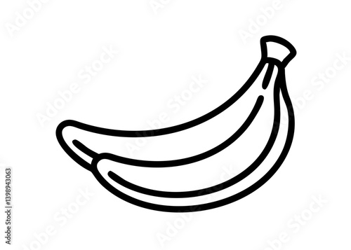 Banana. Cute icon with black line drawing.