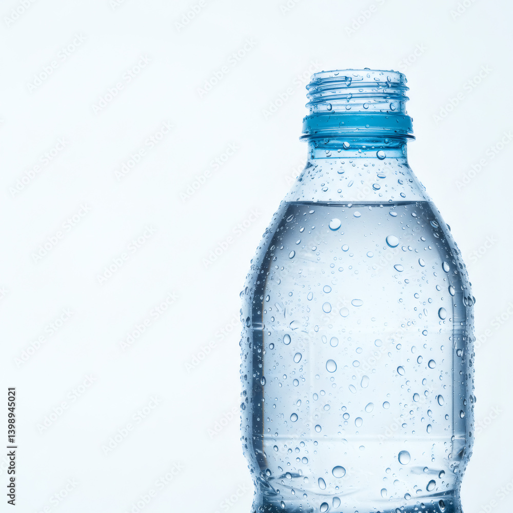 Refreshing Cold Water Bottle Condensation on Plastic Refreshing Cold Water Bottle Condensation on Plastic