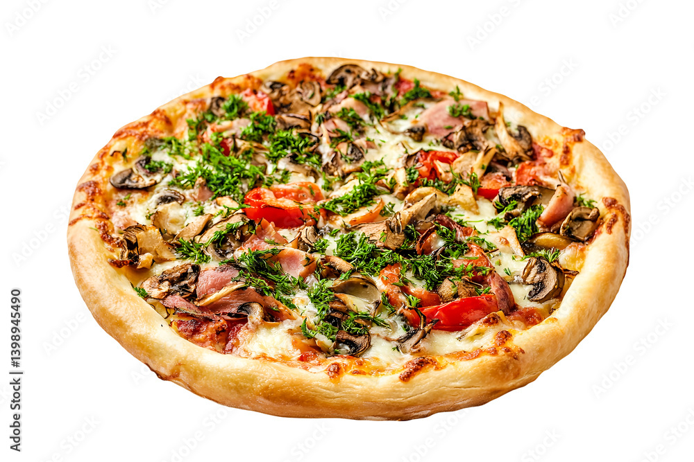 Delicious Mushroom and Ham Pizza A Tempting Treat Delicious Mushroom and Ham Pizza A Tempting Treat