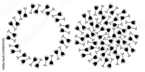 Shot glasses Silhouettes Circle Frame border Background Bartender Day Minimalist Copy space Template