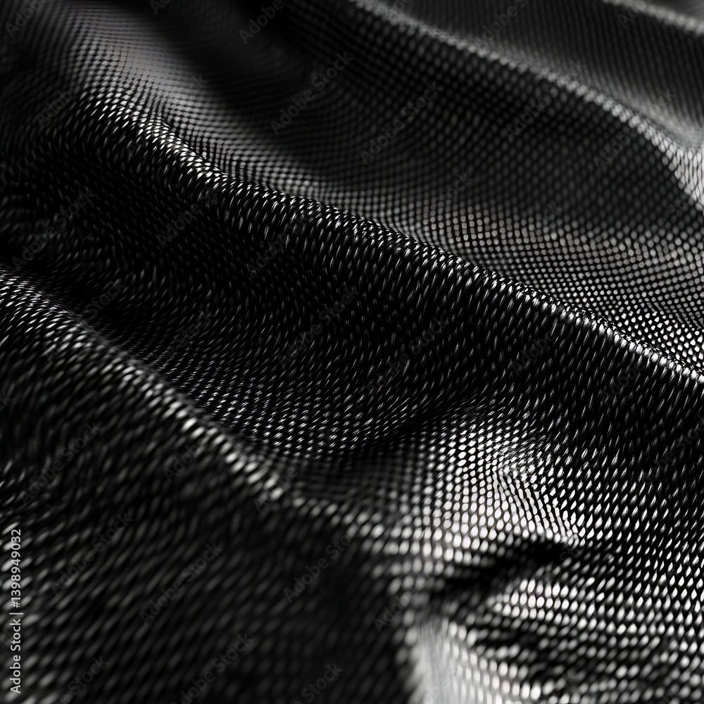 Abstract Black Woven Fabric Texture with Wavy Pattern, Macro Shot Abstract Black Woven Fabric Texture with Wavy Pattern, Macro Shot