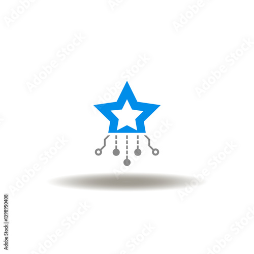 Obraz na płótnie Vector illustration of star with electronic circuit. Icon of military computing digital AI technology. Symbol of innovative electronic army. w salonie