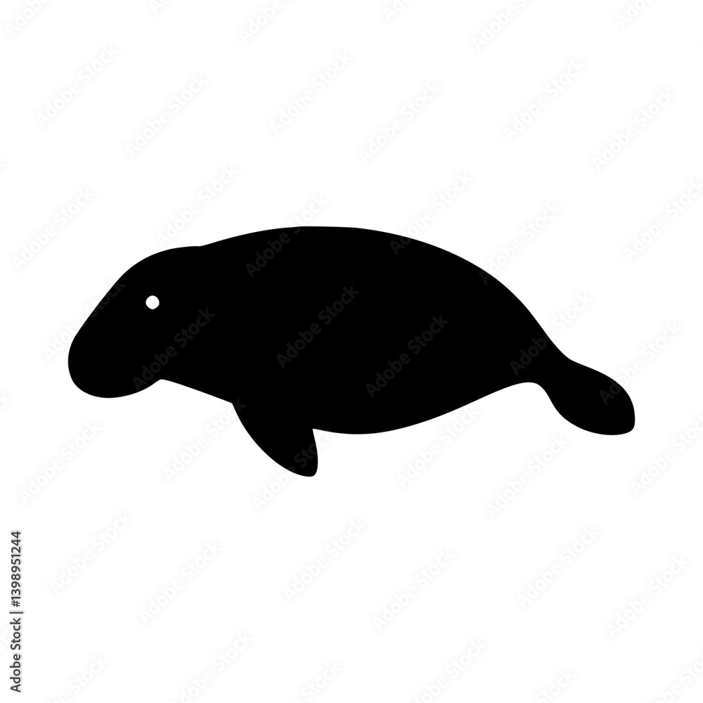 Obraz premium Manatee Silhouette Vector Icon