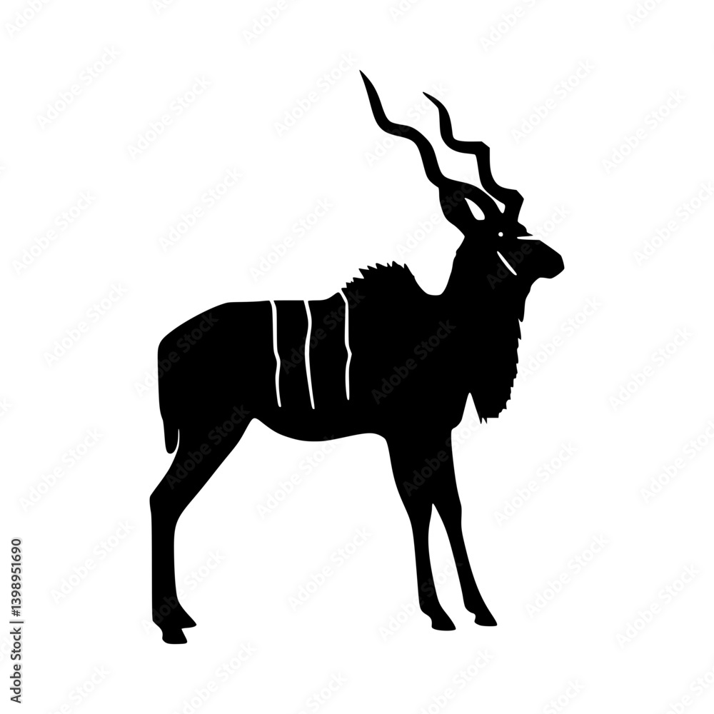 Fototapeta premium Kudu Silhouette - African Wildlife Icon