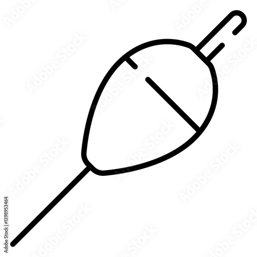Fishing float, bobber black line icon