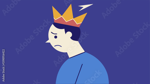 Broken Crown A figure wearing a crown that is cracked or broken looking at it with disappointment despite being recognized for their achievements.