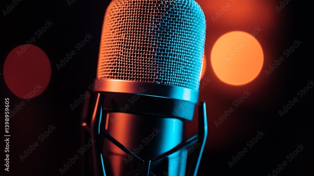 A striking image of a microphone with dramatic lighting effects showcasing sound technology : Generative AI
