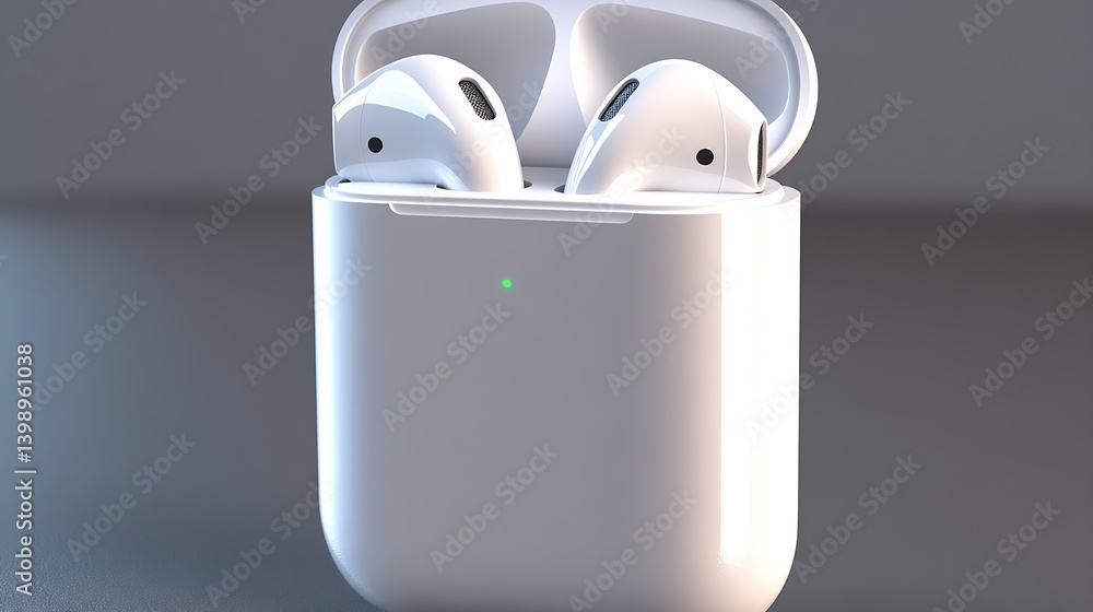 Detailed Look at Open Wireless Earbuds in Chic White Charging Case for Music Lovers : Generative AI