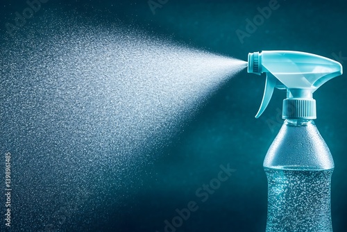Obraz na płótnie Crystal clear spray bottle with mist on a vibrant background for cleaning and sanitizing : Generative AI w salonie