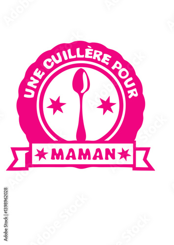 cuillère pour maman famille bebe logo tampon