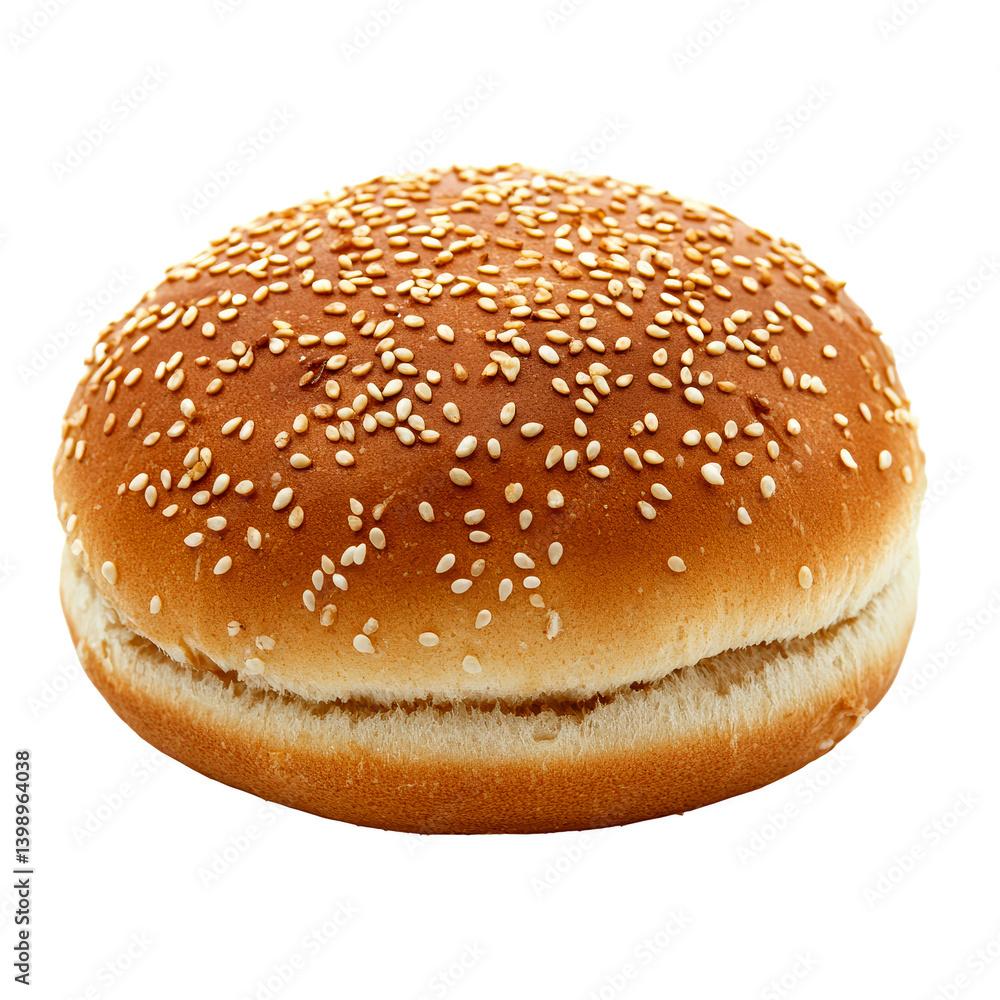 Sesame burger bun, top half only on transparent background Sesame burger bun, top half only on transparent background