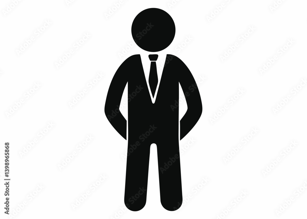 Business Silhouette: A simple, bold silhouette of a businessman in a suit, symbolizing professionalism, authority, and the world of commerce. Business Silhouette: A simple, bold silhouette of a businessman in a suit, symbolizing professionalism, authority, and the world of commerce.
