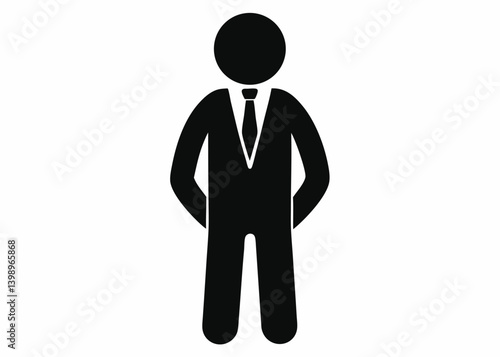 Business Silhouette: A simple, bold silhouette of a businessman in a suit, symbolizing professionalism, authority, and the world of commerce.