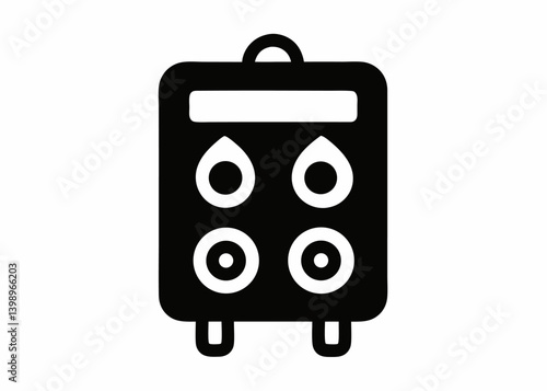 Boiler Icon: A sleek, modern illustration of a boiler, rendered in bold black, perfect for representing heating, plumbing, and household utilities.