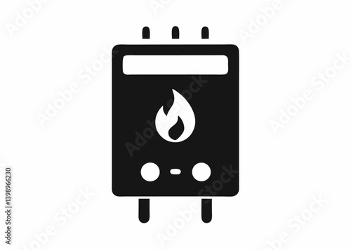 Heating Appliance Icon: A sleek, minimalist depiction of a wall-mounted heating appliance, with a stylized flame icon, embodying functionality and modern home convenience.