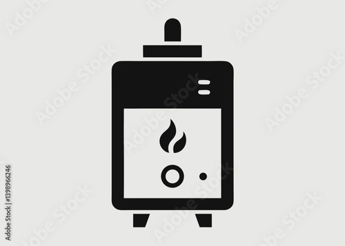 Boiler Icon: A stylized, high-contrast depiction of a boiler, showcasing essential elements like the fuel source and output interface, ready for diverse applications.