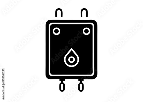 Water Heater Icon: A stark, minimalist icon of a water heater, depicting its function and form in a straightforward, elegant design.