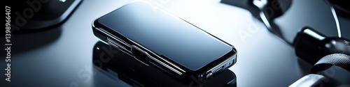Obraz na płótnie Stylish smartphone placed elegantly on a surface highlighting its matte finish and design : Generative AI w salonie