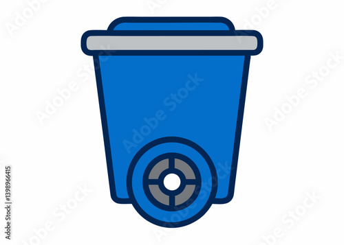 Blue Bin Illustration: A clean and modern illustration depicts a classic blue waste bin, ready to collect waste. A visual representation of waste management and environmental protection.