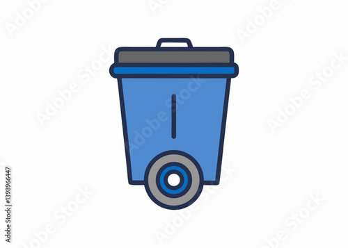 Blue Trash Can Icon: A simple graphic icon of a blue trash can, capturing the essence of waste management and recycling.