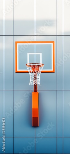 Obraz na płótnie Contemporary basketball hoop with orange accents perfectly designed against a smooth wall surface : Generative AI w salonie