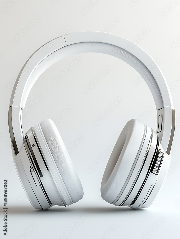 Sleek and Stylish White Wireless Headphones for Premium Sound Experience : Generative AI