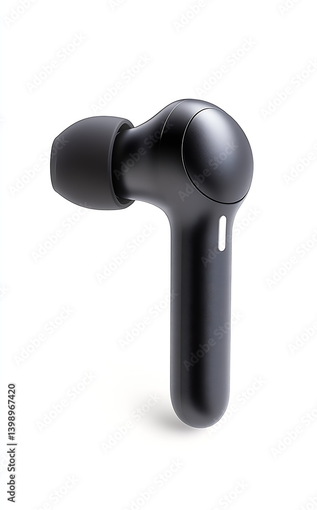Minimalistic sleek black wireless earbud design showcasing effortless modern audio technology : Generative AI