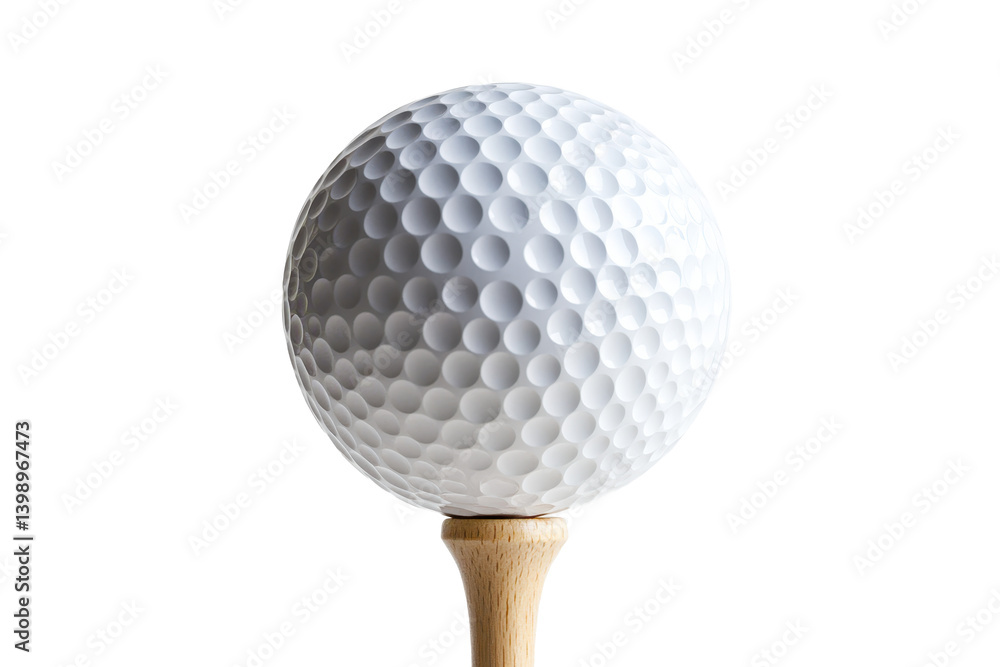 Golf ball on tee close up on transparent background Golf ball on tee close up on transparent background