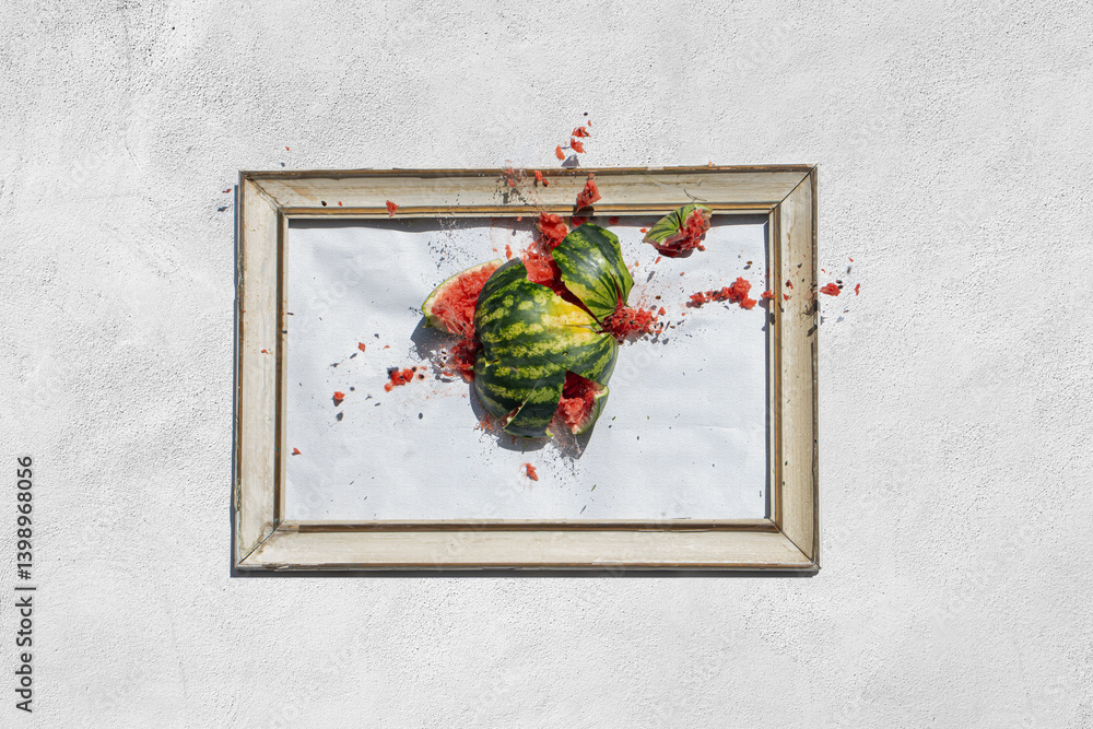 An image of destroying a watermelon on an outdoor wall