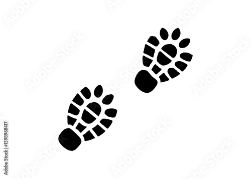 Footprints: An artistic depiction of two footprints, rendered in stark black against a pristine background, capturing the essence of movement and the journey. 