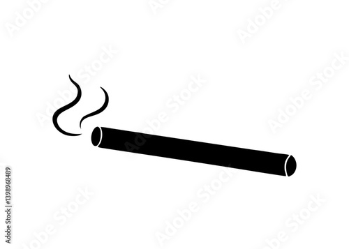 Cigar in Smoke: A simple yet bold illustration of a lit cigar, with a delicate wisp of smoke curling gracefully upwards, against a clean background.