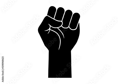 Unified Fist: A powerful symbol of solidarity and resistance, this stark, graphic rendering of a clenched fist conveys a message of unity, strength, and defiance.