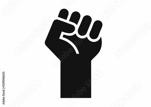 Power Fist: a symbol of strength and solidarity, in a powerful monochrome silhouette, boldly displayed against an airy backdrop, offering a visual declaration of determination and resilience.