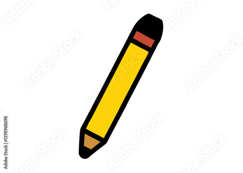 Vibrant Pencil Illustration: A simple yet captivating illustration of a yellow pencil, featuring a clean, bright design, ready for creative endeavors.