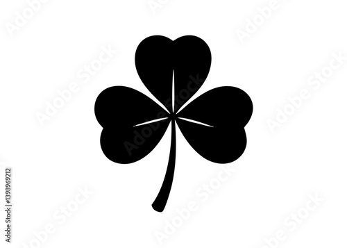 Black Shamrock Silhouette: A starkly contrasted image of a single, perfectly rendered shamrock, the iconic emblem of St. Patrick's Day, symbolizing luck and heritage.