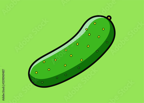 Cucumber fresh vegetable Illustration: A vibrant illustration of a crisp, green cucumber on a refreshing and appetizing green background.