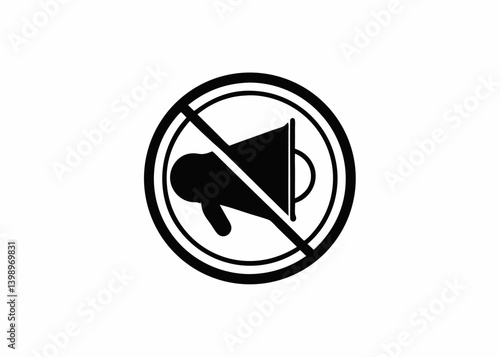 Silence is Golden: A striking, minimalist graphic of a megaphone crossed out within a circle, representing the concept of silence or censorship.