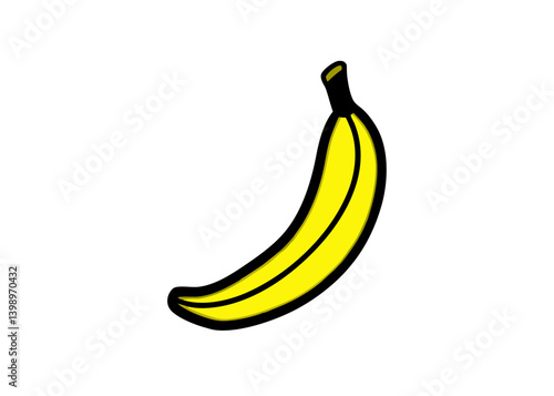 Vibrant banana fruit: A striking image of a ripe yellow banana, showcasing its smooth, curved form and inviting appeal.