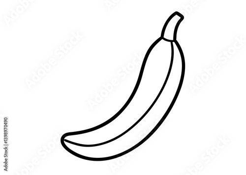 Simple Banana Outline: An illustrative representation of a solitary banana, featuring a smooth peel and a curved shape, conveying simplicity and clarity.