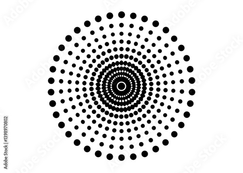Circular Pattern: A hypnotic optical illusion of concentric circles, created with a multitude of tiny dots that draw the eye to a central focus, showcasing depth and an abstract design