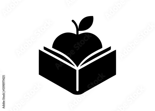 Apple of Knowledge: An open book, symbolizing knowledge and learning, surmounted by a crisp apple, the universal emblem of education and wisdom.