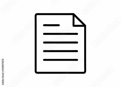 Document Illustration: A simple, clean illustration of a document, with lines of text, perfect for design projects that call for a minimalistic approach