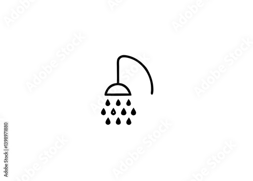 Shower Icon: A minimalist icon illustrates a shower head, depicting water droplets cascading downwards, perfect for designs related to personal hygiene.