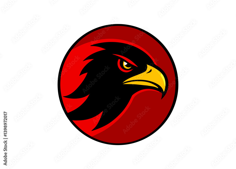 Eagle Emblem: A bold emblem features a fierce eagle profile within a red circular frame, embodying strength and resolve. Eagle Emblem: A bold emblem features a fierce eagle profile within a red circular frame, embodying strength and resolve.
