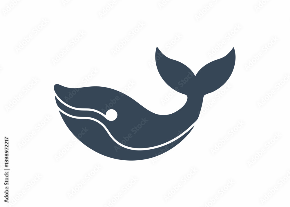Obraz premium Ocean's Gentle Giant: A minimalist and stylish representation of a whale, a symbol of marine life, tranquility and strength. The graphic art features a clean and modern aesthetic.