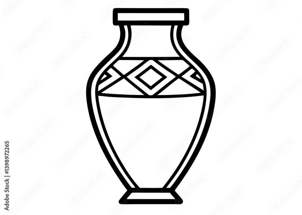 Elegant Vase in Monochrome: An exquisitely crafted vase showcases intricate geometric patterns, exuding timeless sophistication. perfect for graphic design projects. Elegant Vase in Monochrome: An exquisitely crafted vase showcases intricate geometric patterns, exuding timeless sophistication. perfect for graphic design projects.