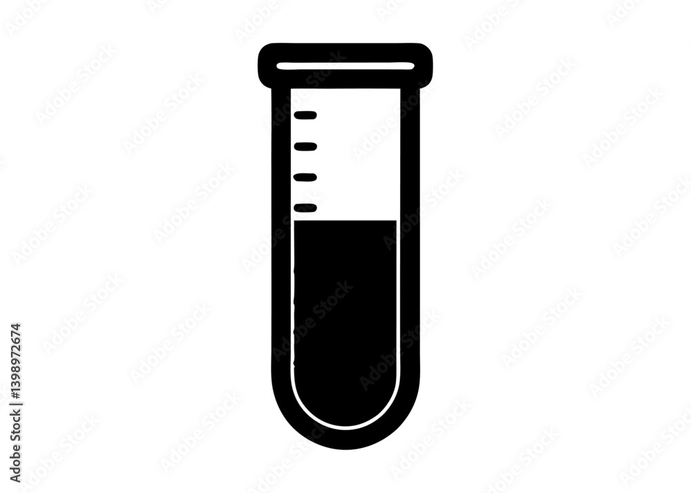 Science Icon: A minimalist black and white illustration of a test tube, representing the core elements of scientific discovery and innovation. Science Icon: A minimalist black and white illustration of a test tube, representing the core elements of scientific discovery and innovation.