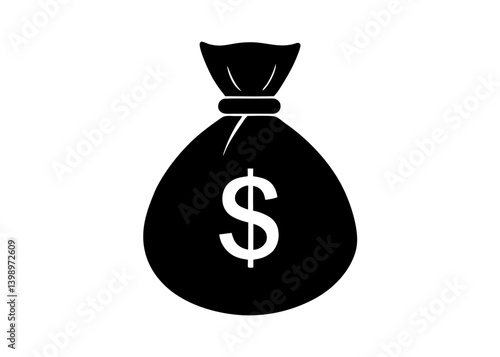 Bag of Fortune: The image captures a simple, yet powerful, illustration of a classic money bag, symbolizing wealth, prosperity, and financial security.