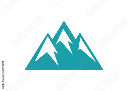 Mountain Peaks Icon: A simple yet evocative image of snow-capped peaks, rendered in a modern, minimalist style, perfect for conveying themes of adventure, exploration, and nature's grandeur.