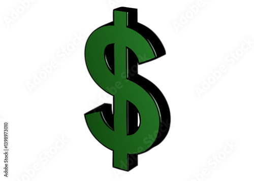 Dollar Sign Icon: A meticulously crafted, green, 3D rendering of the globally recognized dollar sign, radiating solidity and financial stability.